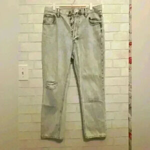 Twelve By Ontwelfth Womens Capri Jeans Blue Acid Bleach Wash Frayed Denim 29